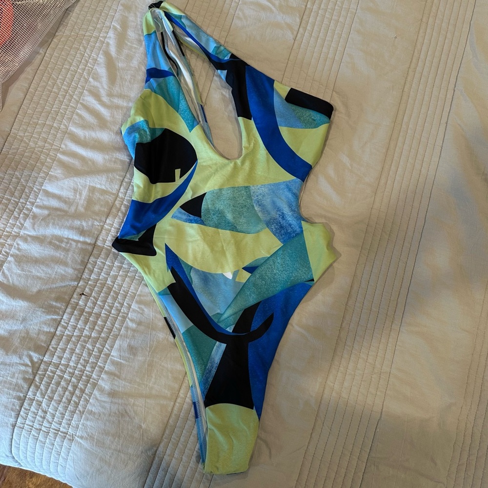 SHEIN multicolored one shoulder one piece swimsuit